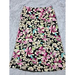 Retro Y2K Floral Midi Skirt Size XL Reversible Spring Office Modest Boho